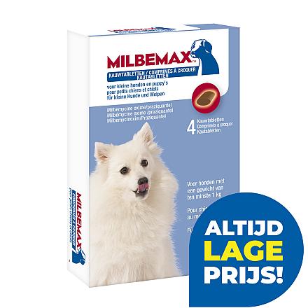 Milbemax kauwtablet kleine hond/puppy<br> vanaf 1 kg 4 st