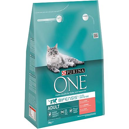 Purina One Kattenvoer Adult zalm en volkoren granen 3 kg