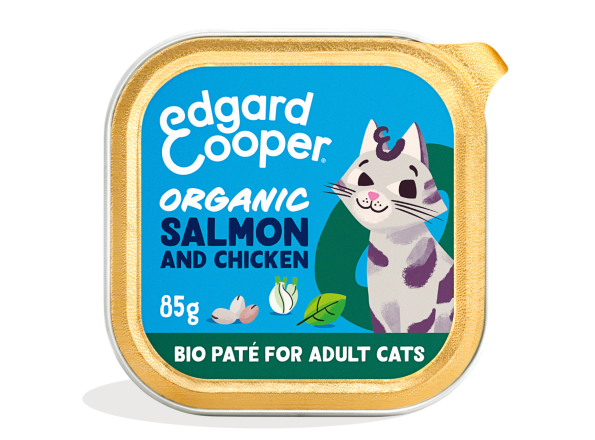 Edgard & Cooper kattenvoer Adult Organic Zalm & Kip Paté 85 gr