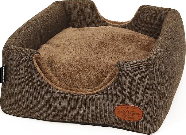 51 Degrees North kattenhuis Herringbone brown/black